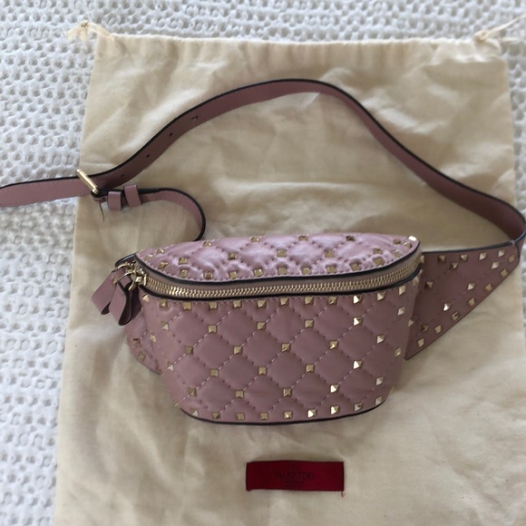 Valentino Rockstud Spike Belt Bag Water Rose - Picture 4 of 8